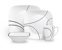 Ensemble de service de table de 16 pièces de CorelleMD Studio, Série Simple Lines