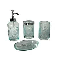 Improved Pumphead – Hometrends Blue Medallion Glass Lotion Dispenser, Soap Dispenser, 1 Lotion Pump, Enhanced Oil Can Soap Pump for Smoother Dispensing in Kitchen, Bathroom, or Hotel, 1 Lotion Dispens, 1 lotion dispenser
