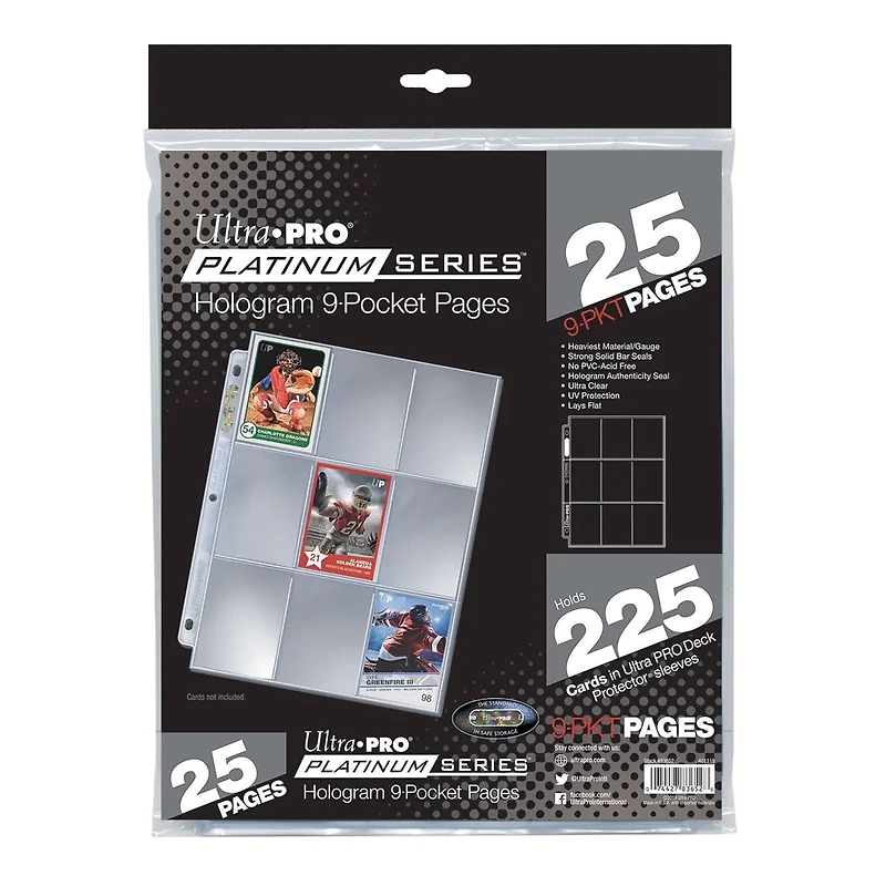 Ultra PRO Platinum Series 9-Pocket Pages (25ct) for Standard Size Cards
