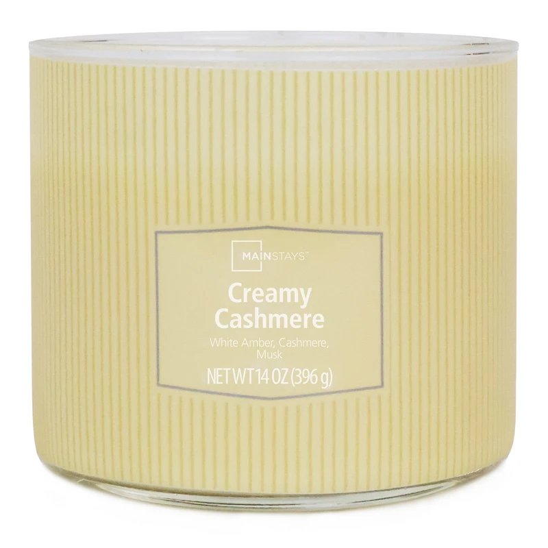Bougie parfumée Mainstays à 3 mèches, enveloppée texturée Cachemire crémeux, 14 oz MAINSTAYS PL CACHEMIRE CRÈME
