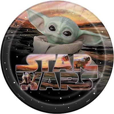 Mandalorian The Child Assiettes plates rondes 22,9 cm, 8 carats Les assiettes jetables mesurent 9"