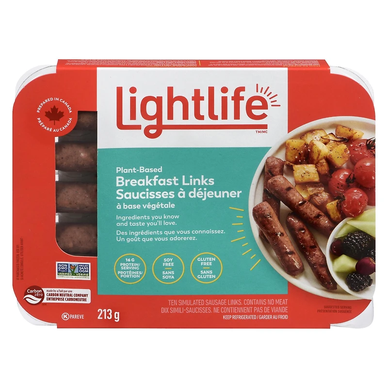 Saucisses à déjeuner à base végétale végétaliennes Lightlife