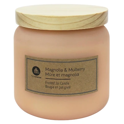 Hometrends 14oz Magnolia & Mulberry Scented Frosted Jar Candle, 14oz fragranced candle