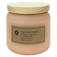 Hometrends 14oz Magnolia & Mulberry Scented Frosted Jar Candle, 14oz fragranced candle