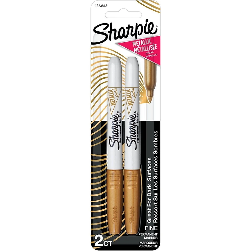 Marqueurs permanents métalliques Sharpie, pointe fine, or
