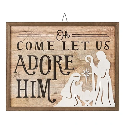 Holiday Time 23" Oh Come Let Us Adore Him Hanging Sign