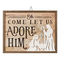 Holiday Time 23" Oh Come Let Us Adore Him Hanging Sign