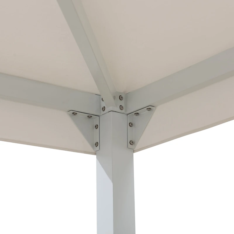 Sunjoy 10x10 ft. Modern Steel Pergola with Flat Top Canopy, White