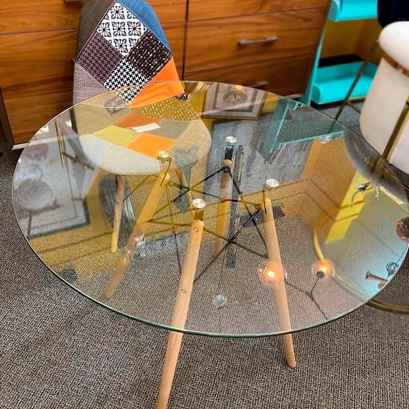 Heavenly Collection | Eiffel Glass Dining Table 32” Diameter for Dining Rooms or Outside Spaces