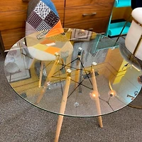 Heavenly Collection | Eiffel Glass Dining Table 32” Diameter for Dining Rooms or Outside Spaces