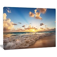 Tableau sur toile imprimée Design Art Paysage Bord de mer Lever du soleil à la plage des Caraïbes