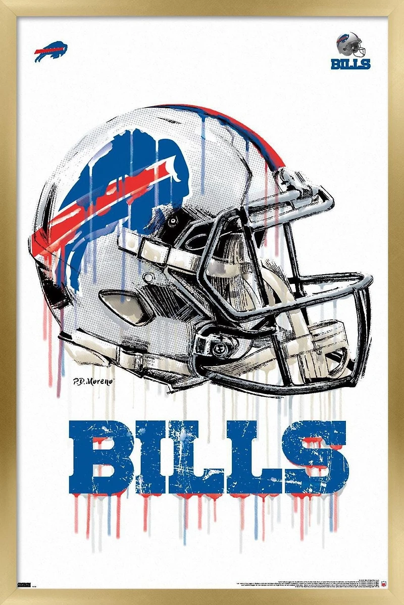 NFL Buffalo Bills - Drip Helmet 20 Wall Poster with Magnetic Frame, 22.375" x 34"