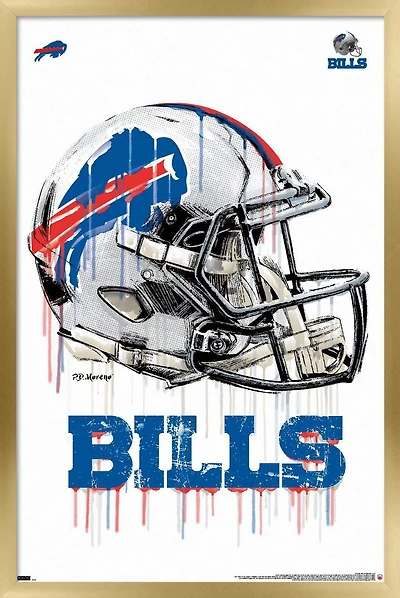 NFL Buffalo Bills - Drip Helmet 20 Wall Poster with Magnetic Frame, 22.375" x 34"