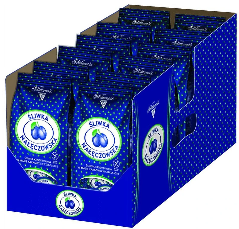Solidarność Śliwka Nałęczowska Prunes Confites à la Pâte de Cacao Enrobées de Chocolat, Sac de 350g Prunes au cacao, choc. 350g