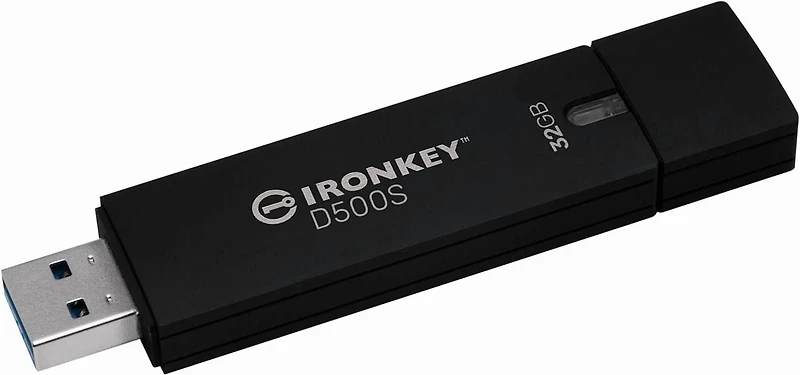 Kingston Ironkey D500S Clé USB cryptée 32 Go | Double partition cachée | FIPS 140-3 niveau 3 | XTS-AES 256 bits | Protection BadUSB et Brute Force | Option multi-broches | IKD500S/32 Go