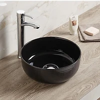 American Imaginations 14.09-in. W Above Counter Black Bathroom Vessel Sink For Deck Mount Deck Mount Drilling AI
