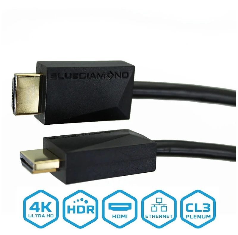 BlueDiamond Plenum HDMI Cable w/Ethernet CL3 Rated 30 AWG for In wall or In ceiling Installation CSA FT6, 75ft