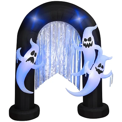 Arche fantôme gonflable d'Halloween avec lumières noires scintillantes et banderoles métalliques