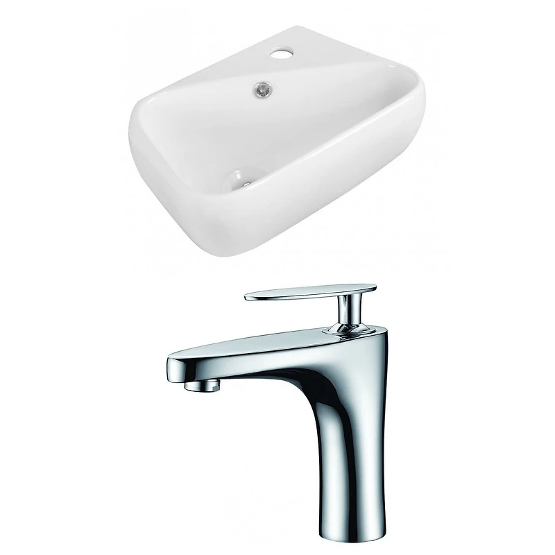 American Imaginations 17.5-in. W Above Counter White Bathroom Vessel Sink Set For 1 Hole Right Faucet AI-15304