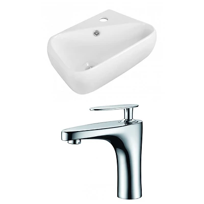 American Imaginations 17.5-in. W Above Counter White Bathroom Vessel Sink Set For 1 Hole Right Faucet AI-15304