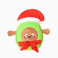 Hugsmart Santa Avocado Plush Dog Toy - Fuzzy, Squeaky, for Small & Medium Dogs