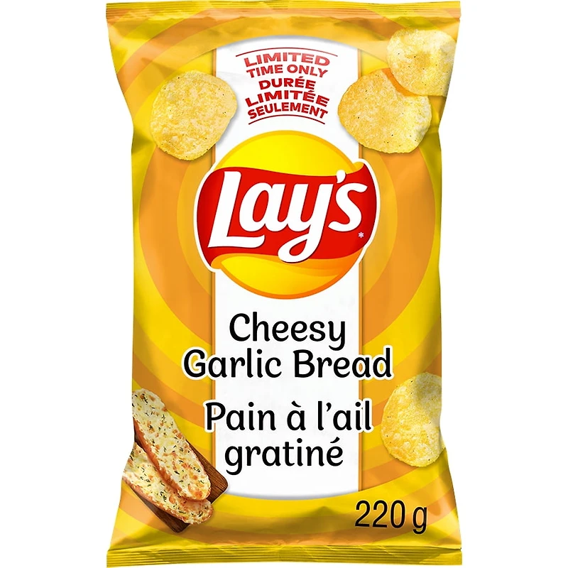 Lay’s croustilles assaisonnées Pain à l’ail gratiné. 220 g.