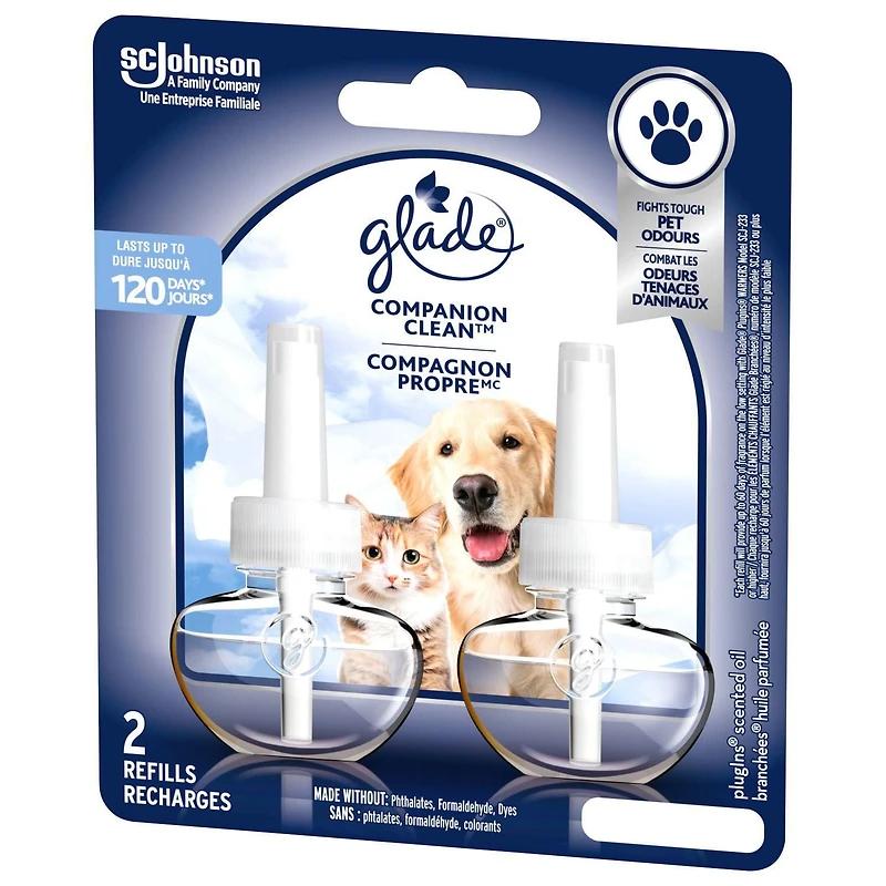 Glade PET Plugins® Air Freshener Oil Refill, Companion Clean™, 2 Refills