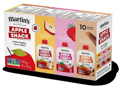 Variety Apple Snack  (4 x apple, 3 x straw, 3 x cinn) - 10PK Taille/Quantité – 90 g x 10 unités par carton