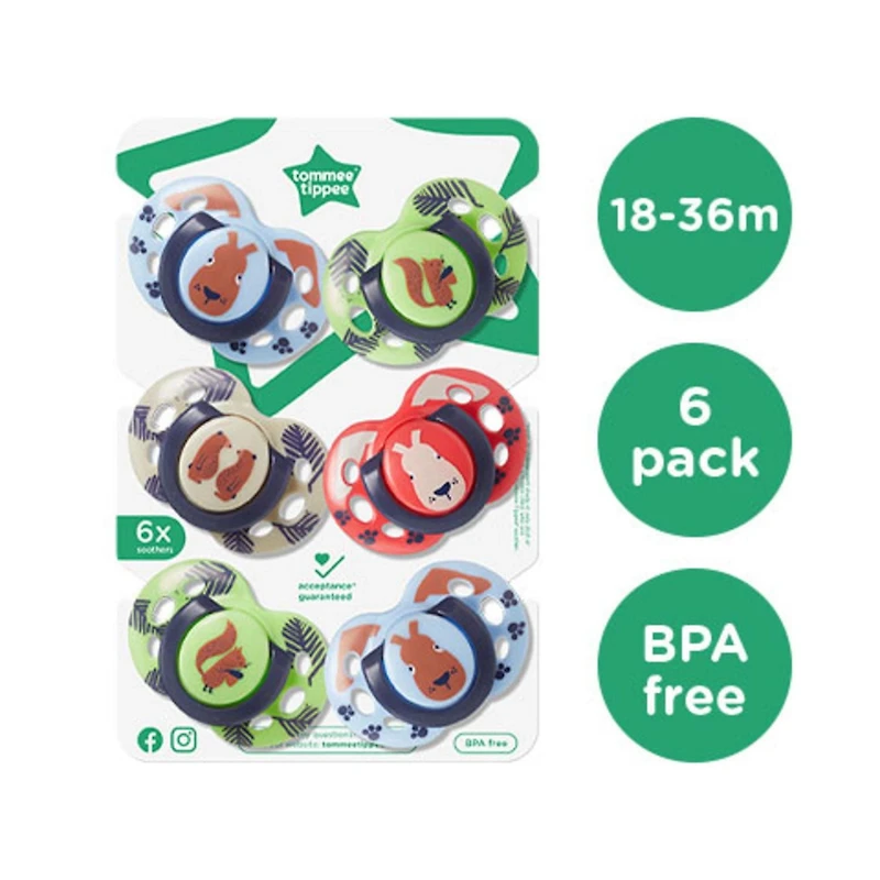 Sucettes de la gamme Fun Style de Tommee Tippee (18-36m, 6 pièces)