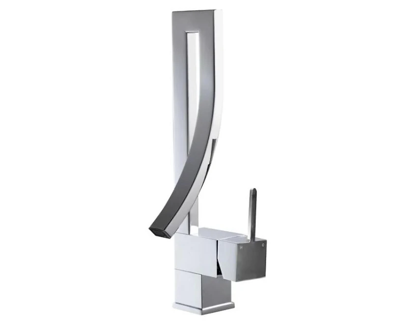 DROP Bath and Kitchen DR091009 Robinet pour lavabo de salle de bain avec forme unique en couleur chrome de la série Waterfall