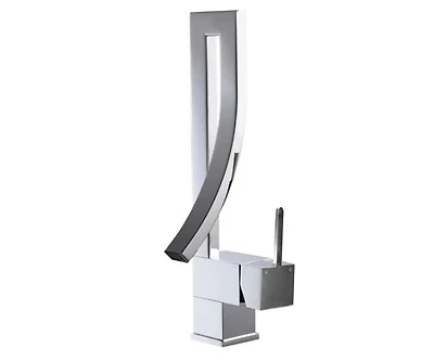 DROP Bath and Kitchen DR091009 Bathroom Sink Faucet with Unique shape in Chrome color from Waterfall series