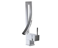 DROP Bath and Kitchen DR091009 Robinet pour lavabo de salle de bain avec forme unique en couleur chrome de la série Waterfall