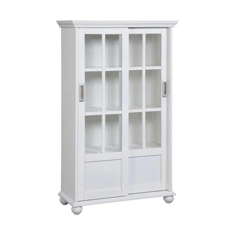 Ameriwood Home Aaron Lane Bookcase with Sliding Glass Doors, White
