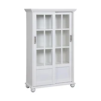 Ameriwood Home Aaron Lane Bookcase with Sliding Glass Doors, White