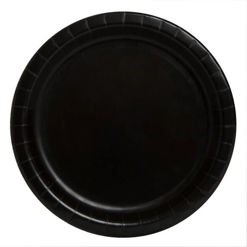 Assiettes à dessert rondes noires de 7 po, 24 carats 24 carats, diamètre : 7"