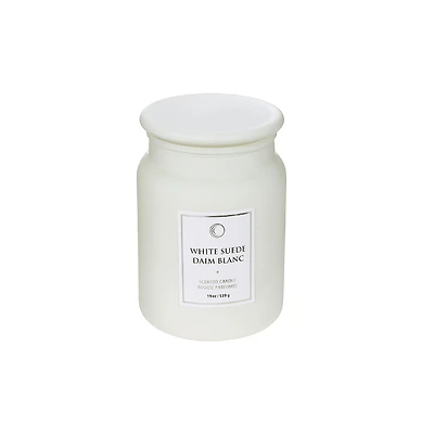 19 Oz Luxe Scented Candle With Glass Lid (White Suede) - Set of 2