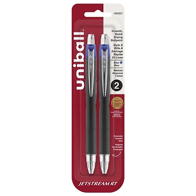 Stylos à bille uni® Jetstream RT, pointe moyenne (1,0 mm), noir, paquet de 2 Stylos à bille Jetstream RT