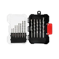Hyper Tough 14-Piece Masonry Drill Bit Set, Carbide YG8 Tip,Clear Lid Case