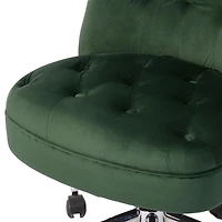Homylin Chaise de bureau pivotante moderne, chaise d'appoint rembourrée en tissu, chaise de bureau réglable avec dossier capitonné pour salon, chambre à coucher, salle d'étude, verte