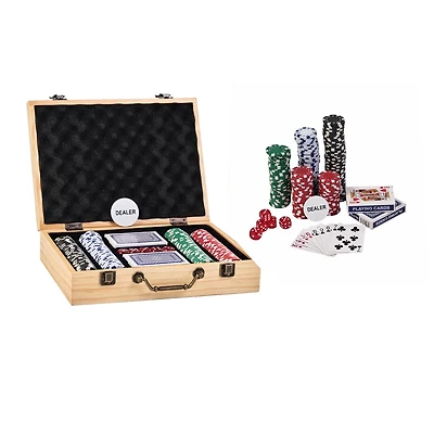 Barrington Billiards Jeu de jetons de poker 200 pièces avec étui et cartes en bois de pin, poids des jetons 11 g