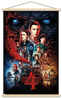 Netflix Stranger Things: Season 4 – One Sheet 22.375" x 34" Wall Poster with Beechwood Magnetic Frame