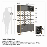 CosmoLiving by Cosmopolitan Brielle Shoe Storage Bookcase & Room Divider, Graphite Gray