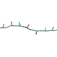 2 Sets of 100 mini glass incandescent look indoor/outdoor LED light, green wire, multi