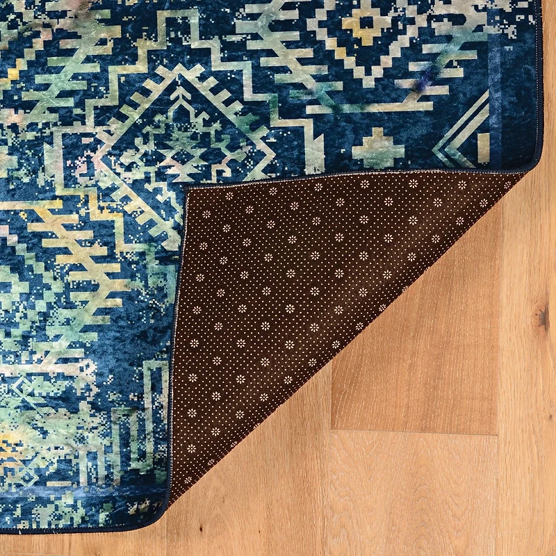 Tapis Emerald Canton bleu & ivoire de 6 pi 7 po x 9 pi 7 po