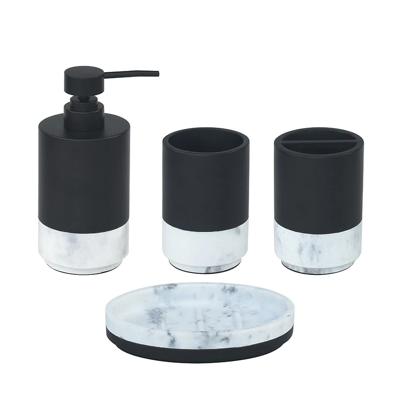 hometrends Black Tumbler with Faux Marble Trim