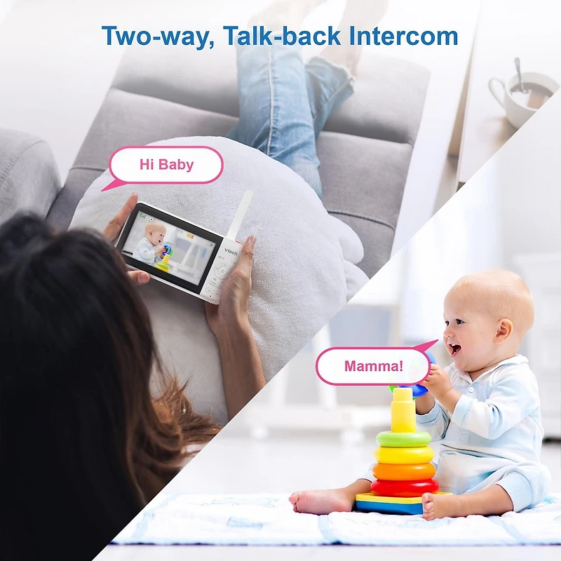 VTech VM5267 Monieur de bébé vidéo de 5 po avec panoramique et inclinaison, veilleuse - blanc