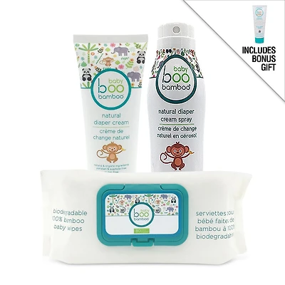 Baby Boo Bamboo Diaper Cream & Wipes Bundle + Bonus Gift - Baby SPF 40 Sunscreen Lotion