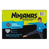 Ninjamas Boys Bedwetting Nighttime Underwear, Size L (64-95+ lbs), 34 Count