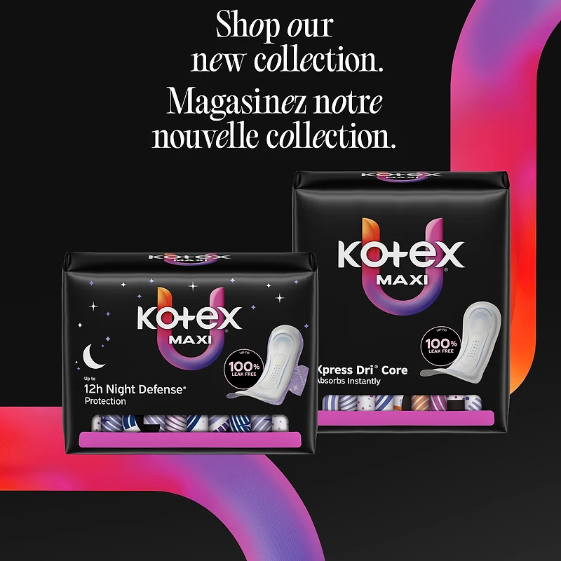 Serviettes maxi de nuit Kotex, 39 unités