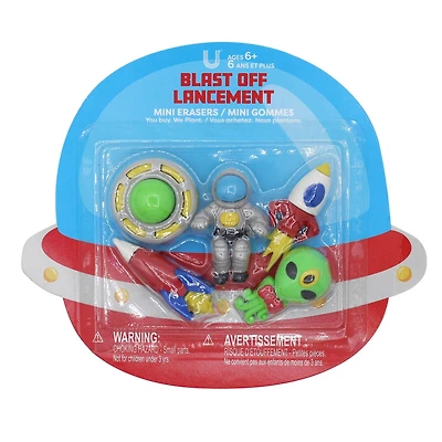 U Style Mini Erasers, 5 Pack, Blast Off